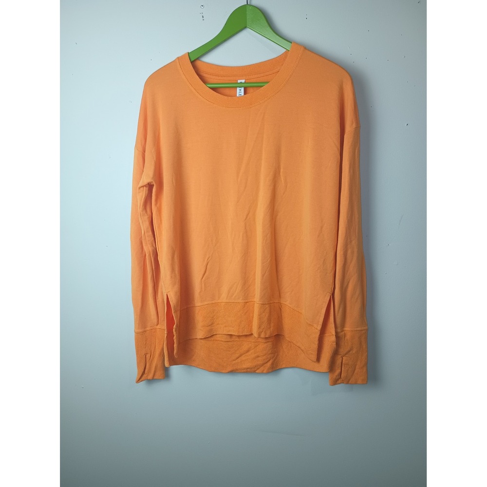 Athleta Womens Orange Modal Blend Thumbhole Sweatshirt Drop Shoulder Small